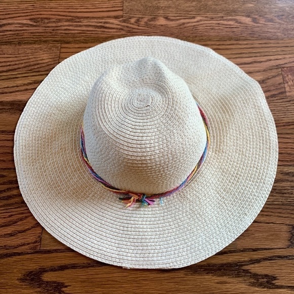 SUN hat size S/M in natural color with multi colored band - Picture 4 of 5